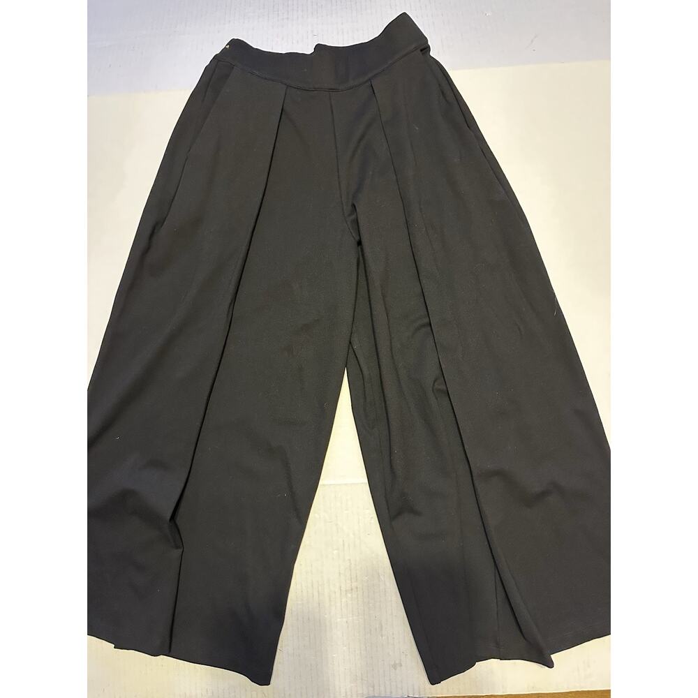 Cuyana Women Black Viscose Blend Wide Leg Cropped Pull On Pants Size Small